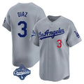 Trusc LA.Dodgers #3 Edwin D¡§aaz Player Gray World Series Meet Limited Home Stitched Jerseys