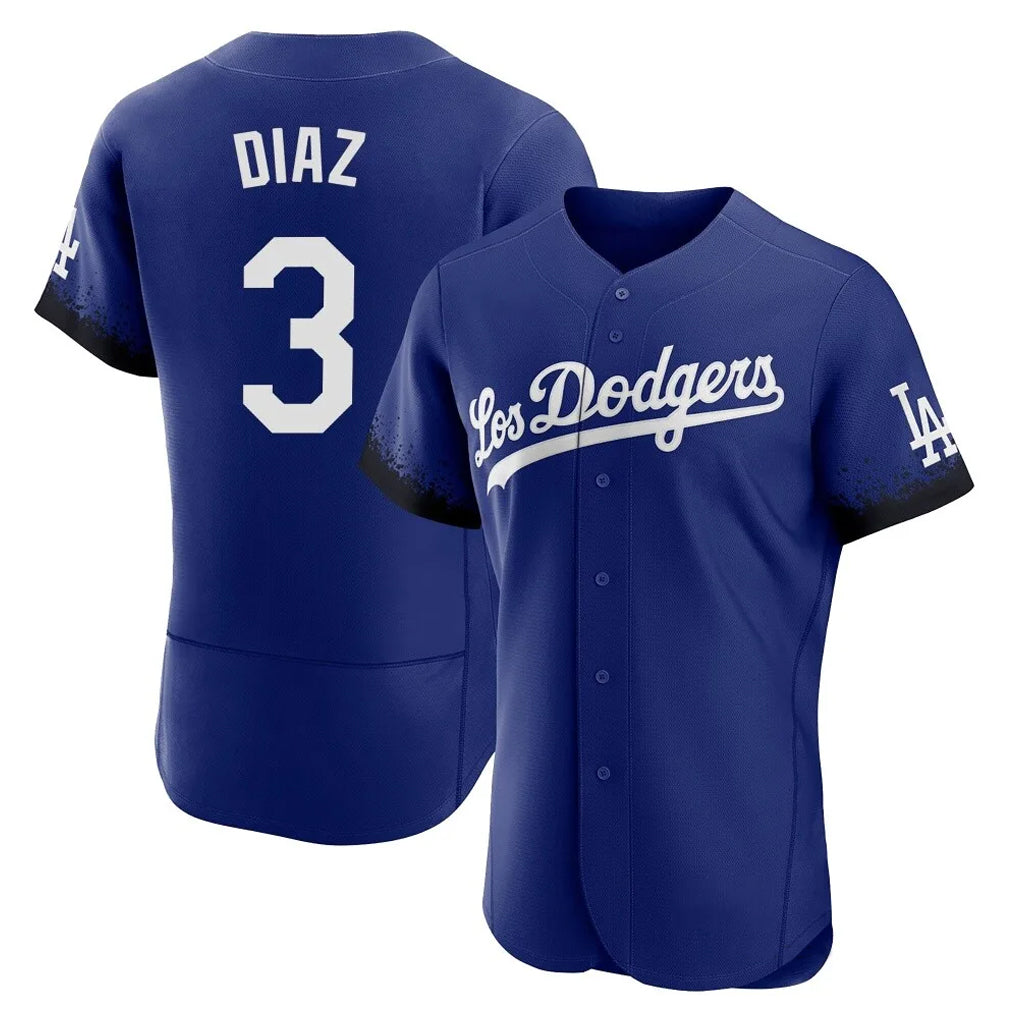 Trusc LA.Dodgers #3 Edwin D¡§aaz Player Royal City Connect Elite Home Stitched Jerseys