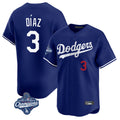 Trusc LA.Dodgers #3 Edwin D¡§aaz Player Royal World Series Meet Limited Home Stitched Jerseys