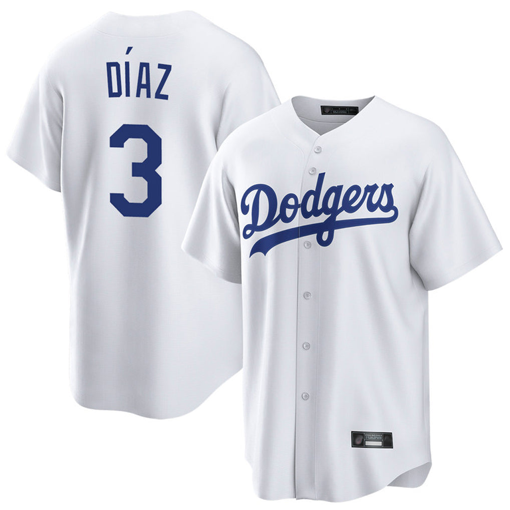 Trusc LA.Dodgers #3 Edwin D¡§aaz Player White Game Home Stitched Jerseys