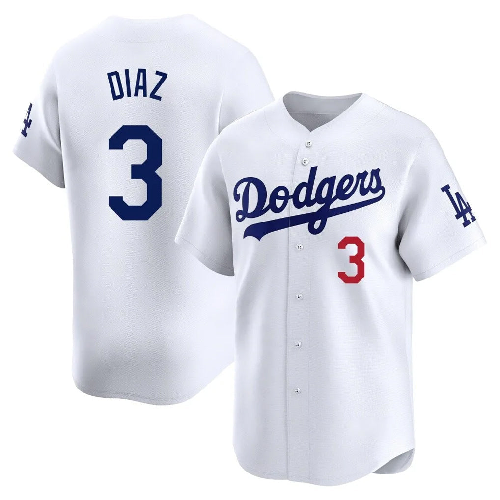 Trusc LA.Dodgers #3 Edwin D¡§aaz Player White Limited Home Stitched Jerseys