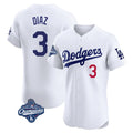 Trusc LA.Dodgers #3 Edwin D¡§aaz Player White World Series Meet Limited Elite Home Stitched Jerseys