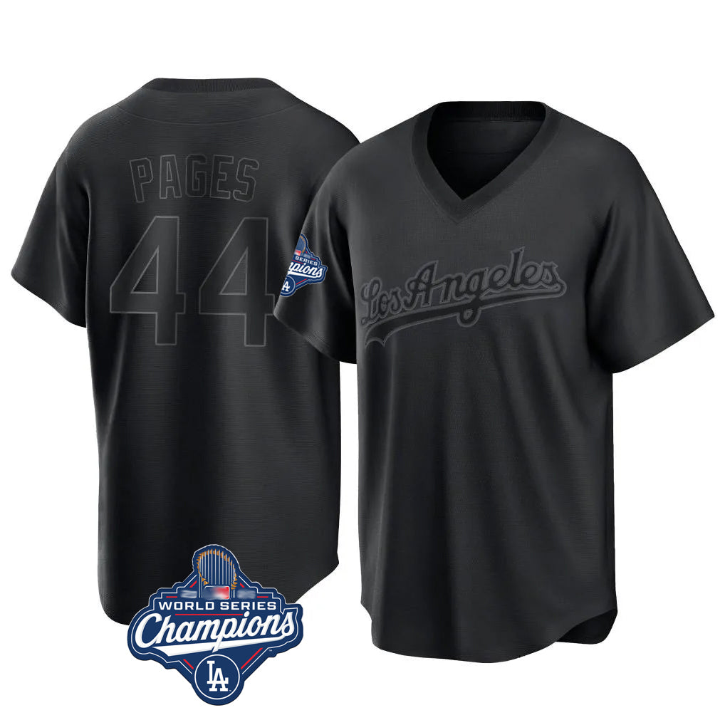 Trusc LA.Dodgers #44 Andy Pages Player Black World Series Meet Pitch Fashion T-shirt Stitched Jerseys