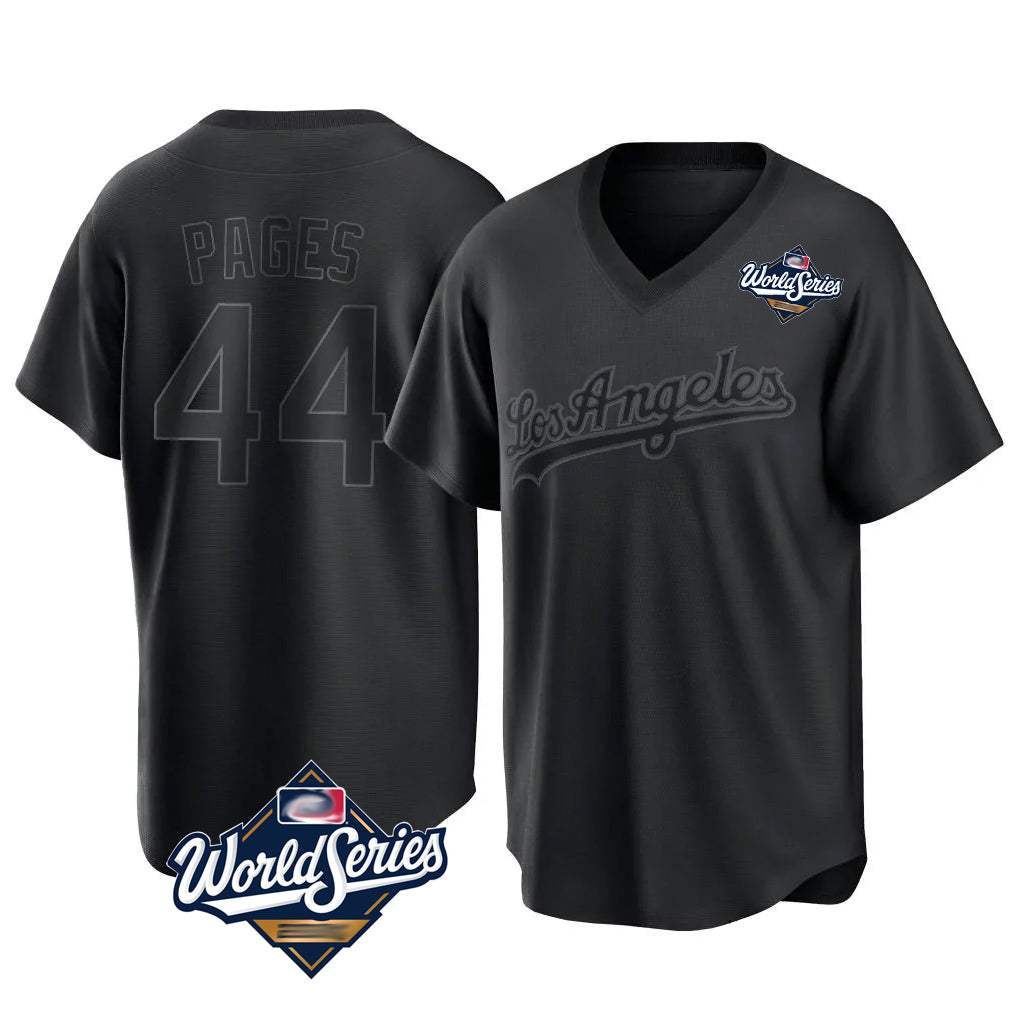 Trusc LA.Dodgers #44 Andy Pages Player Black World Series Pitch Fashion T-shirt Stitched Jerseys