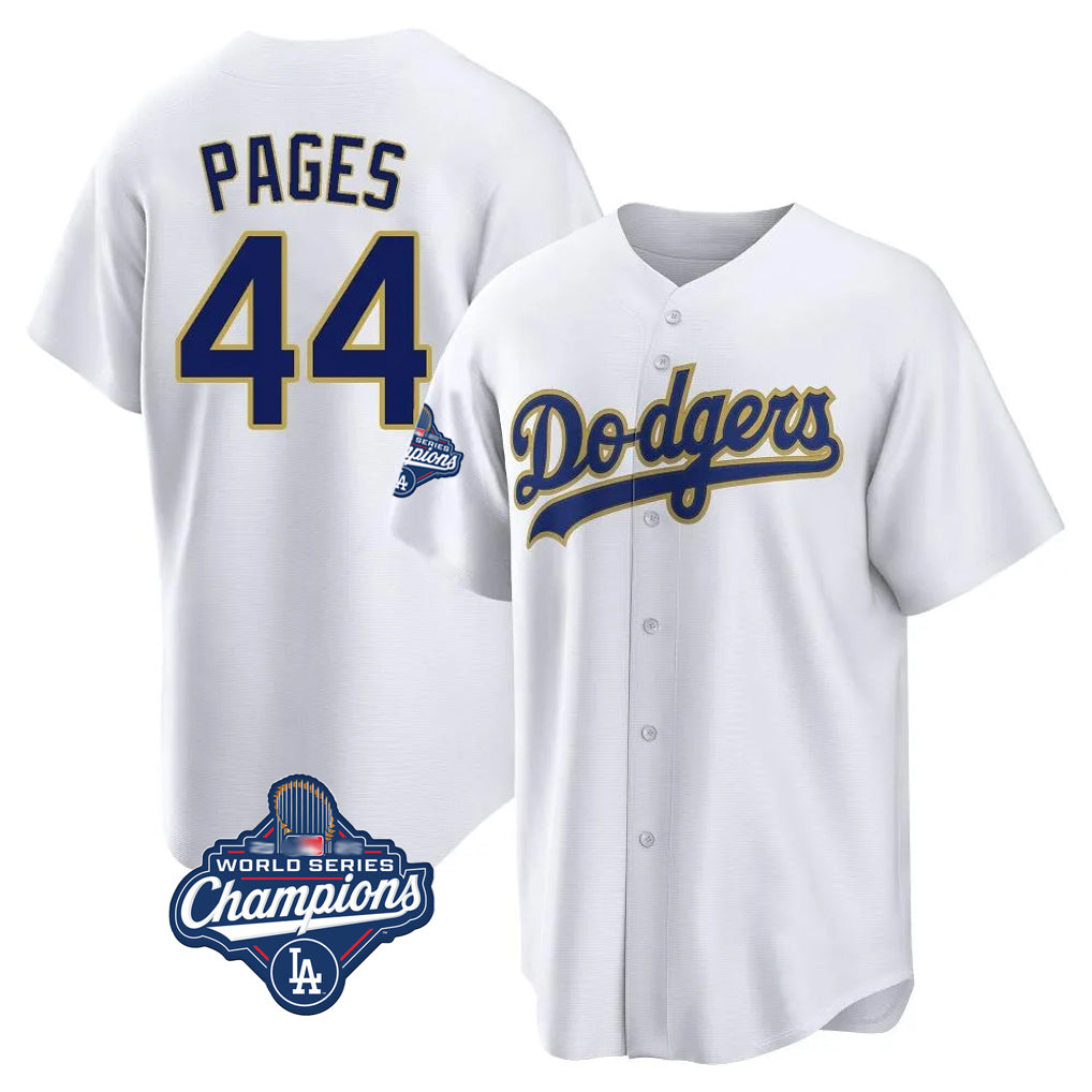 Trusc LA.Dodgers #44 Andy Pages Player Gold White World Series Meet 2026 Collection Stadium Game Stitched Jerseys