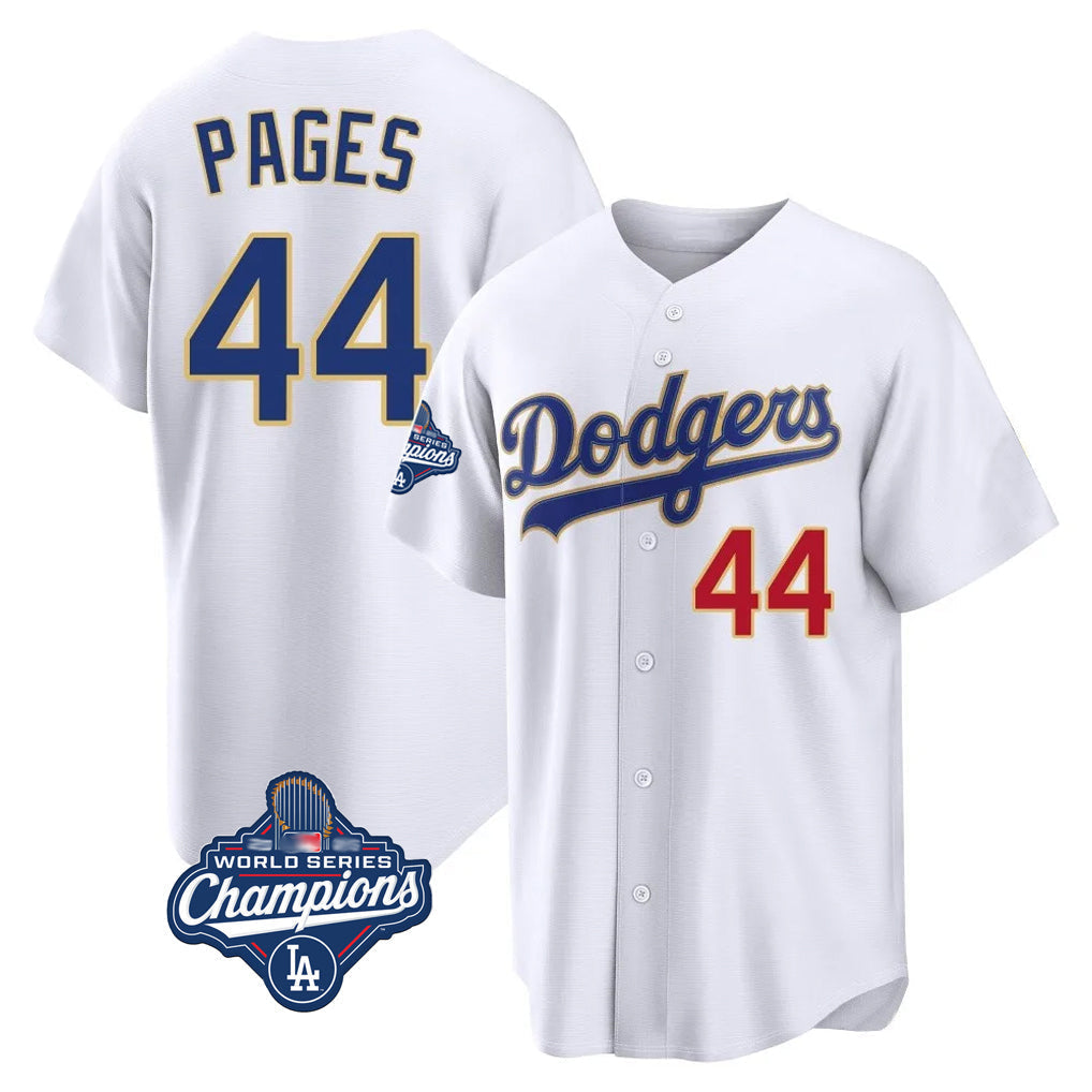 Trusc LA.Dodgers #44 Andy Pages Player Gold White World Series Meet 2026 Collection Stadium Limited Stitched Jerseys
