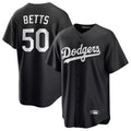 Trusc LA.Dodgers #50 Mookie Betts Player Black Carbon Limited Game Stitched Jerseys