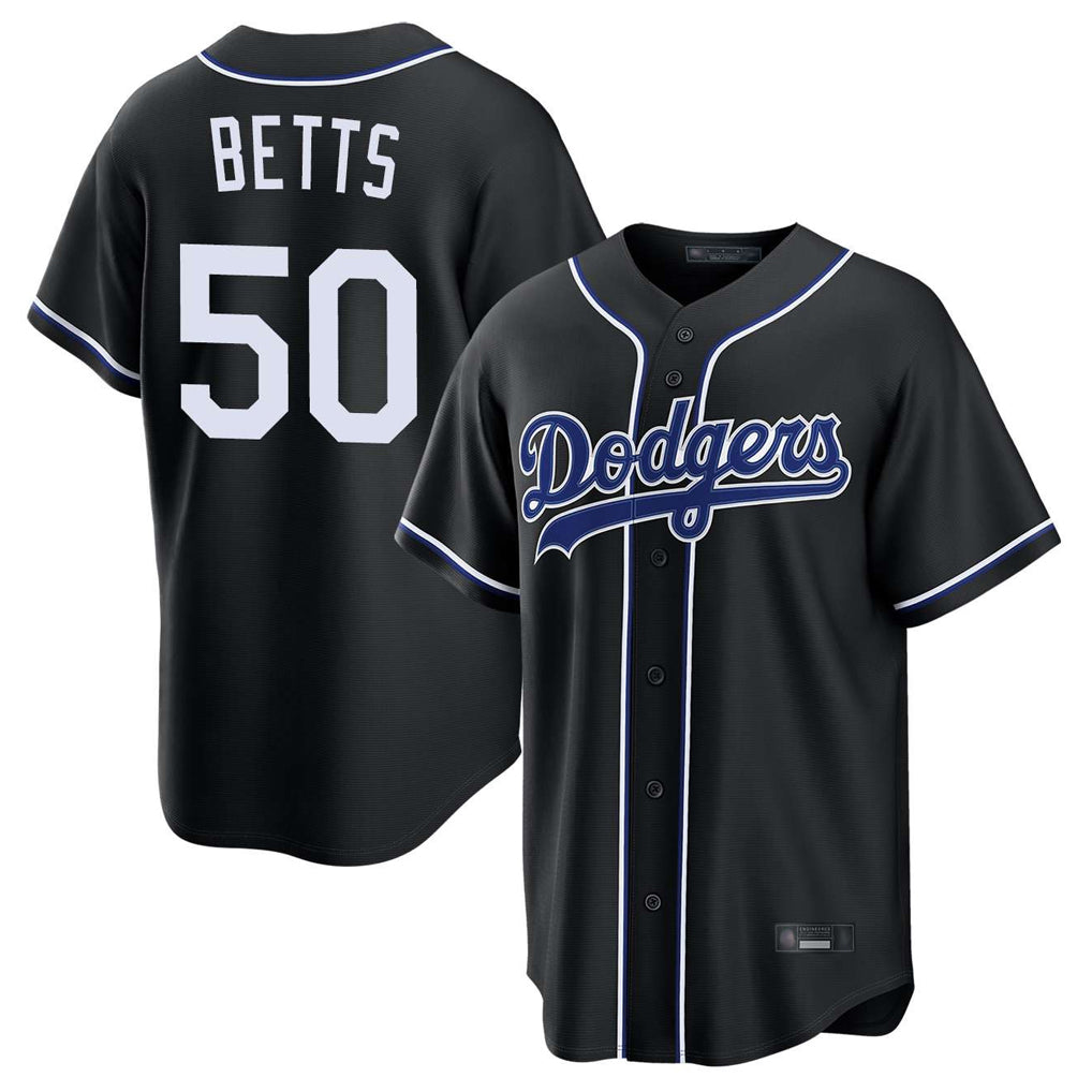 Trusc LA.Dodgers #50 Mookie Betts Player Black Carbon Limited Home Stitched Jerseys
