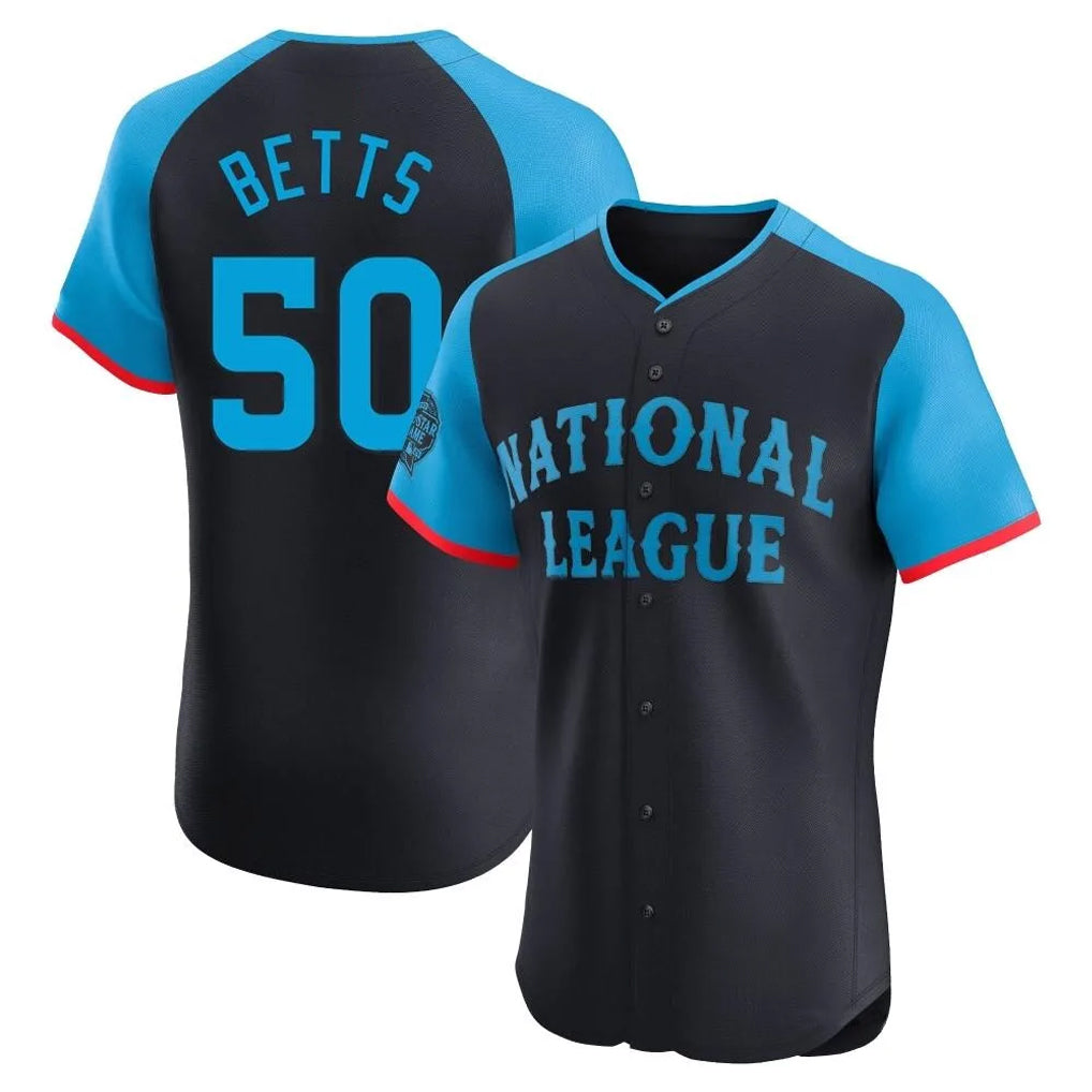 Trusc LA.Dodgers #50 Mookie Betts Player Black National League All-Star Limited Elite Home Stitched Jerseys