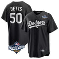 Trusc LA.Dodgers #50 Mookie Betts Player Black World Series Carbon Limited Game Stitched Jerseys
