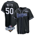 Trusc LA.Dodgers #50 Mookie Betts Player Black World Series Carbon Limited Home Stitched Jerseys