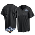 Trusc LA.Dodgers #50 Mookie Betts Player Black World Series Pitch Fashion T-shirt Stitched Jerseys