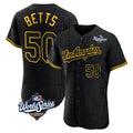Trusc LA.Dodgers #50 Mookie Betts Player Black World Series Snake Skin City Limited Elite Home Stitched Jerseys