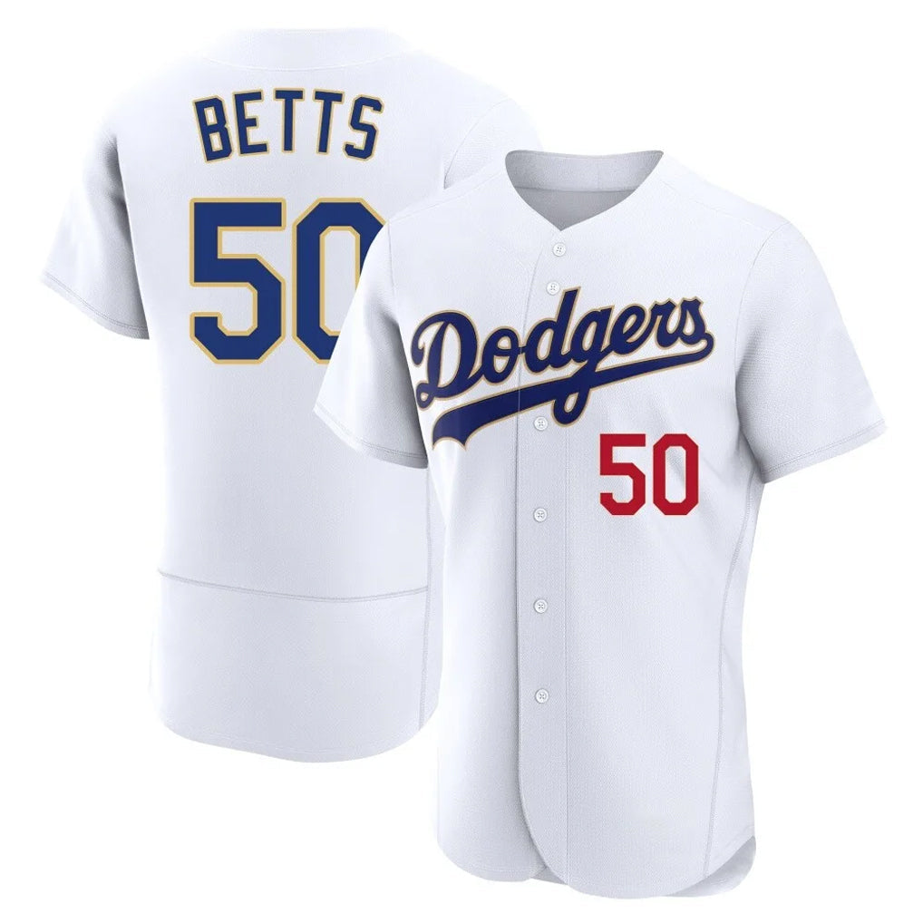 Trusc LA.Dodgers #50 Mookie Betts Player Gold White 2026 Collection Stadium Limited Elite Stitched Jerseys