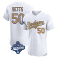 Trusc LA.Dodgers #50 Mookie Betts Player Gold World Series Meet Limited Elite Home Stitched Jerseys