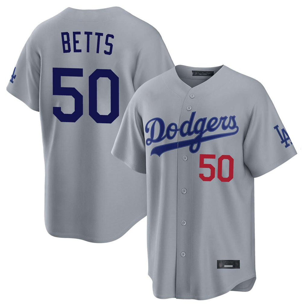 Trusc LA.Dodgers #50 Mookie Betts Player Gray Game Home Stitched Jerseys