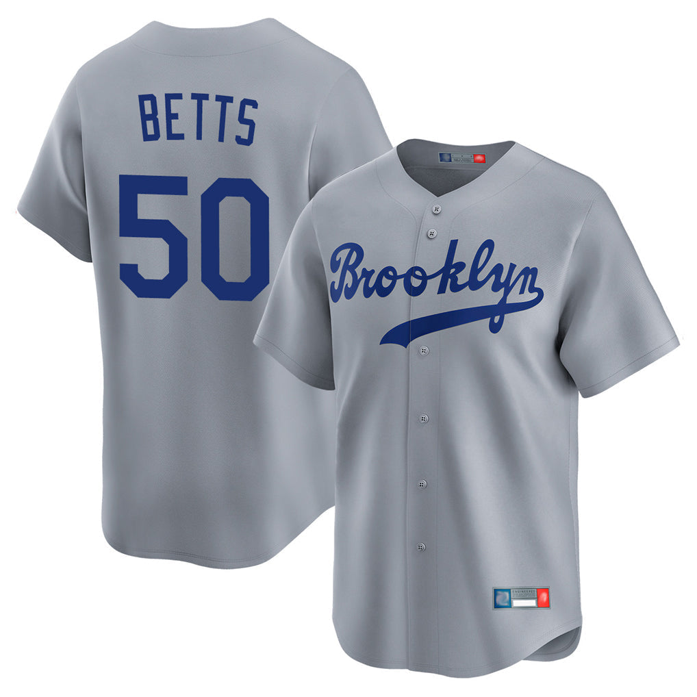 Trusc LA.Dodgers #50 Mookie Betts Player Gray Game Limited Home Stitched Jerseys