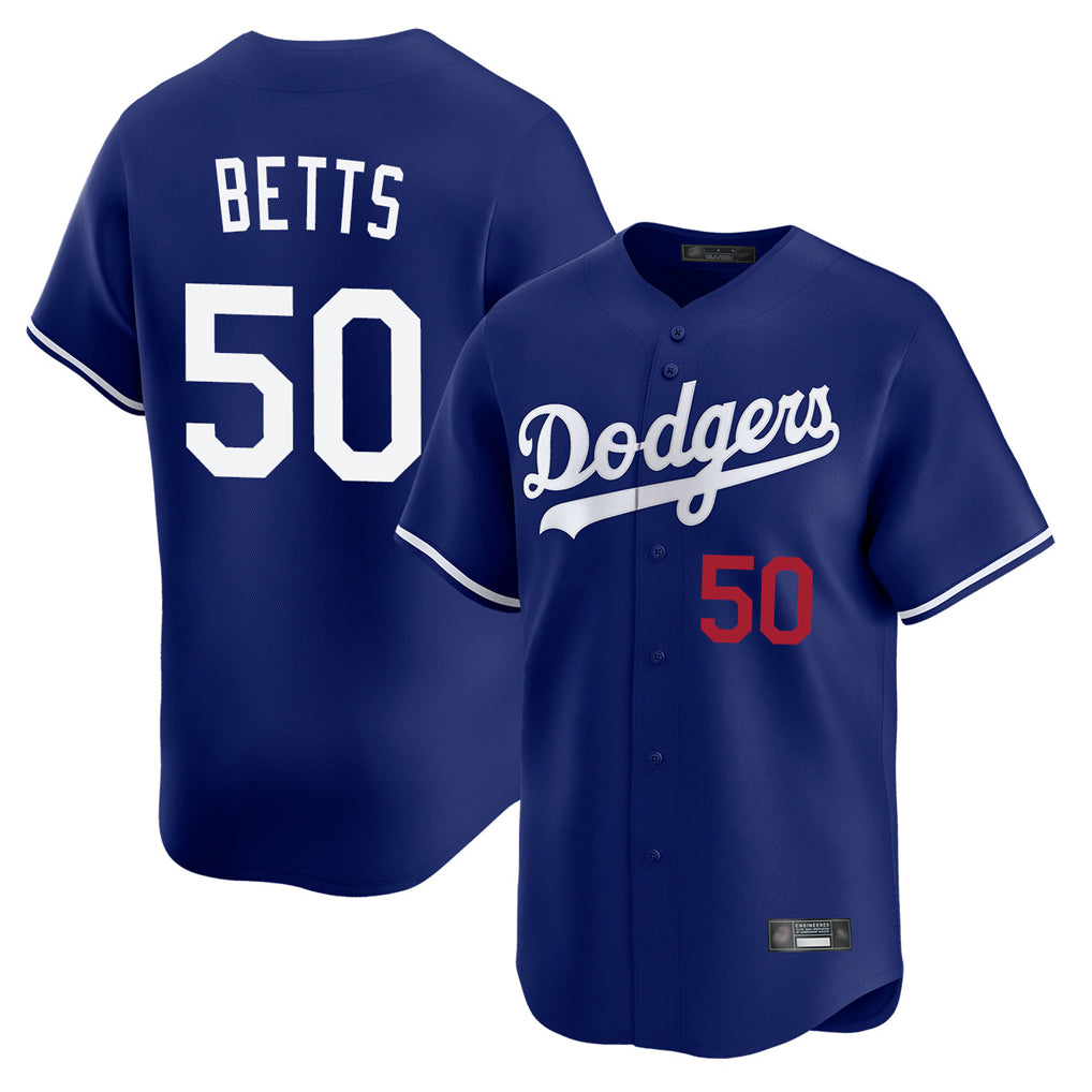 Trusc LA.Dodgers #50 Mookie Betts Player Royal Limited Home Stitched Jerseys