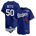 Trusc LA.Dodgers #50 Mookie Betts Player Royal World Series Limited Home Stitched Jerseys