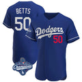 Trusc LA.Dodgers #50 Mookie Betts Player Royal World Series Meet Limited Elite Home Stitched Jerseys