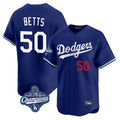 Trusc LA.Dodgers #50 Mookie Betts Player Royal World Series Meet Limited Home Stitched Jerseys