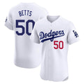 Trusc LA.Dodgers #50 Mookie Betts Player White Limited Elite Home Stitched Jerseys