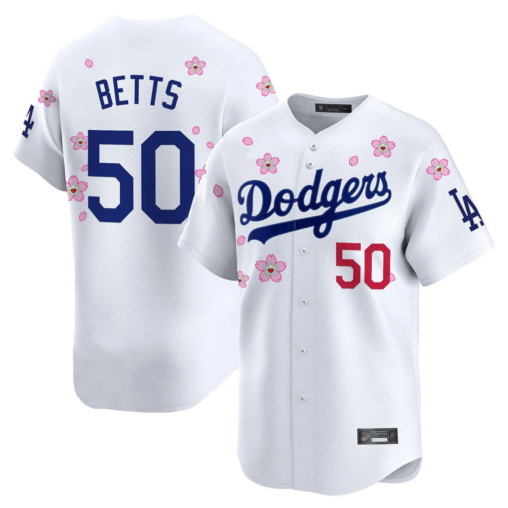 Trusc LA.Dodgers #50 Mookie Betts Player White Tokyo Series Vapor Premier Limited Stitched Jerseys