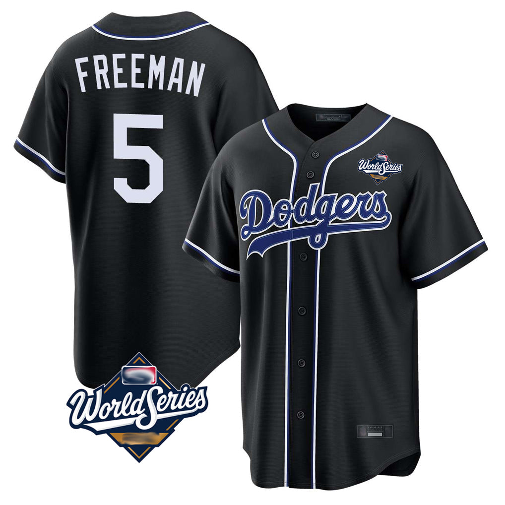 Trusc LA.Dodgers #5 Freddie Freeman Player Black World Series Black Carbon Limited Home Stitched Jerseys