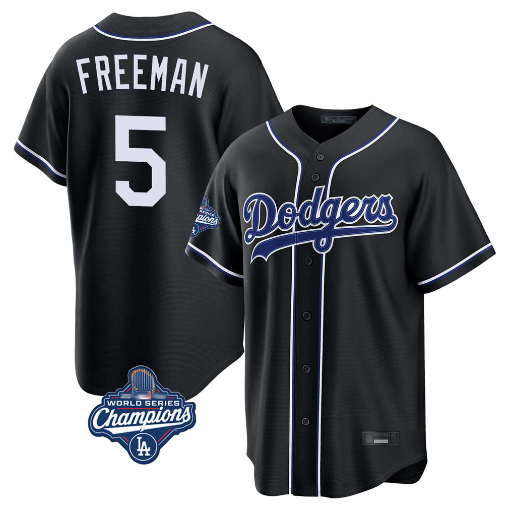 Trusc LA.Dodgers #5 Freddie Freeman Player Black World Series Meet Carbon Limited Home Stitched Jerseys