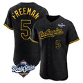 Trusc LA.Dodgers #5 Freddie Freeman Player Black World Series Snake Skin City Limited Elite Home Stitched Jerseys