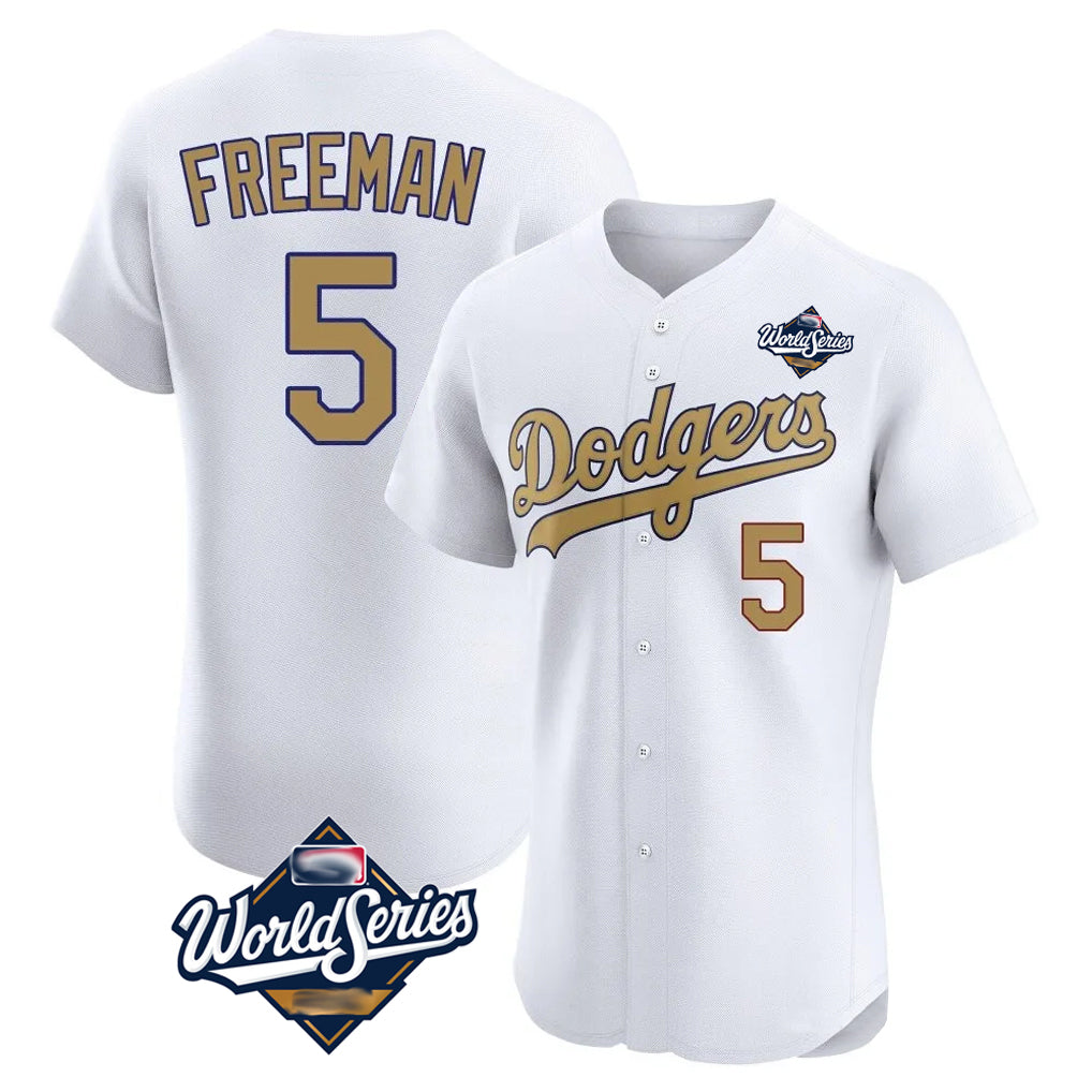 Trusc LA.Dodgers #5 Freddie Freeman Player White World Series Limited Elite Home Stitched Jerseys