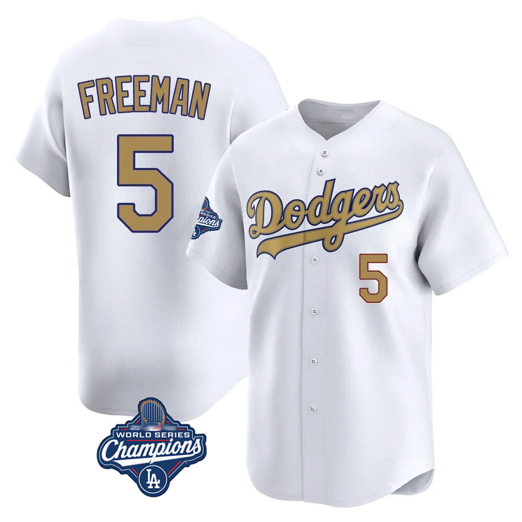 Trusc LA.Dodgers #5 Freddie Freeman Player White World Series Meet Collection Limited Home Stitched Jerseys