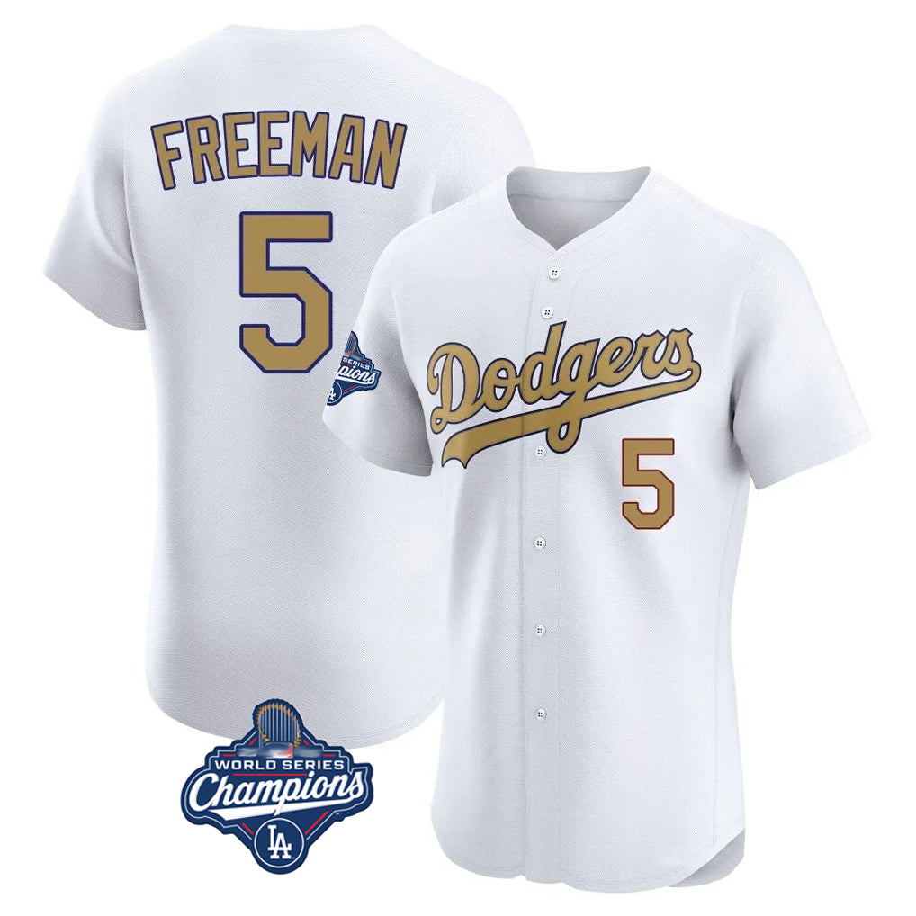 Trusc LA.Dodgers #5 Freddie Freeman Player White World Series Meet Limited Elite Home Stitched Jerseys