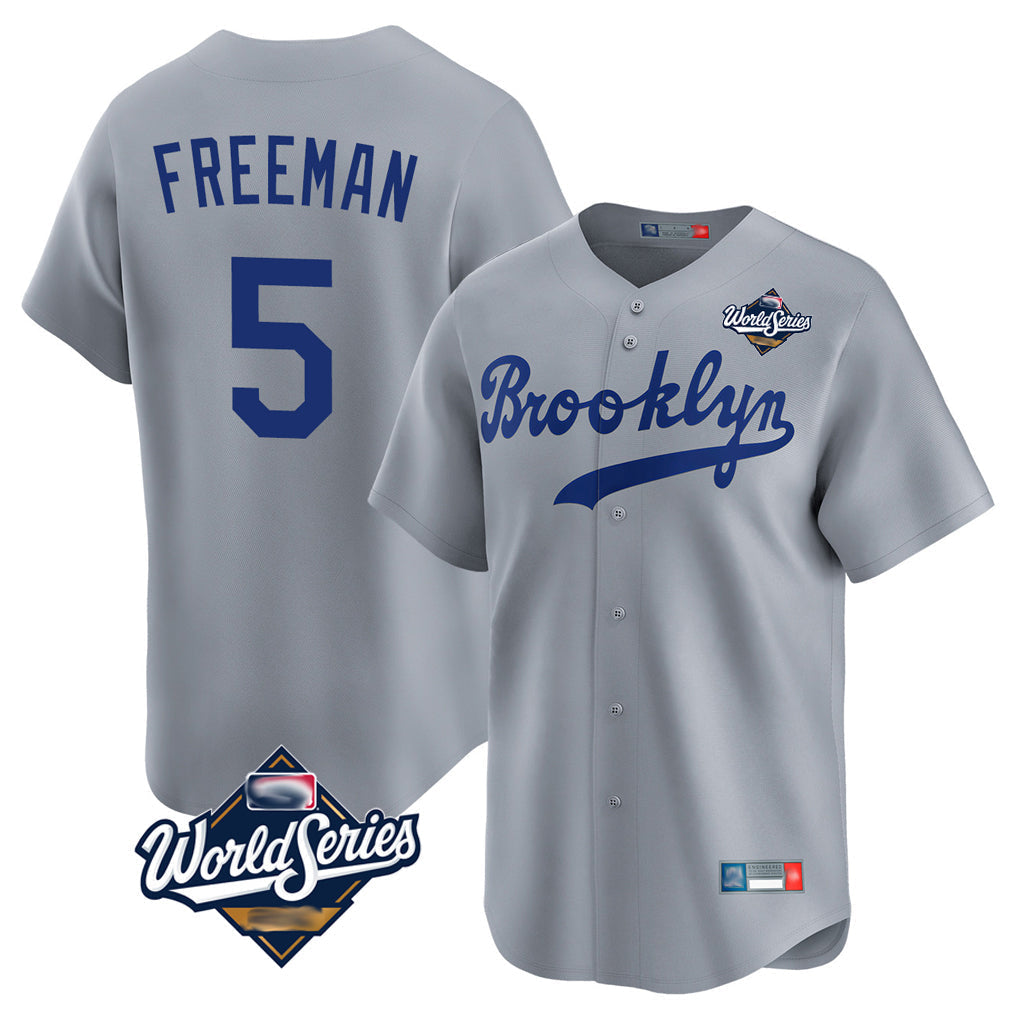 Trusc LA.Dodgers #5 Freddie Freeman Player Gray World Series Game Limited Home Stitched Jerseys