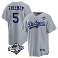 Trusc LA.Dodgers #5 Freddie Freeman Player Gray World Series Game Stitched Jerseys