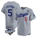 Trusc LA.Dodgers #5 Freddie Freeman Player Gray World Series Limited Home Stitched Jerseys
