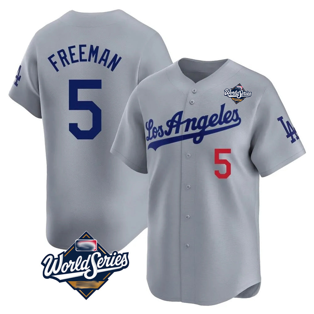 Trusc LA.Dodgers #5 Freddie Freeman Player Gray World Series Limited Home Stitched Jerseys