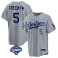 Trusc LA.Dodgers #5 Freddie Freeman Player Gray World Series Meet Game Home Stitched Jerseys