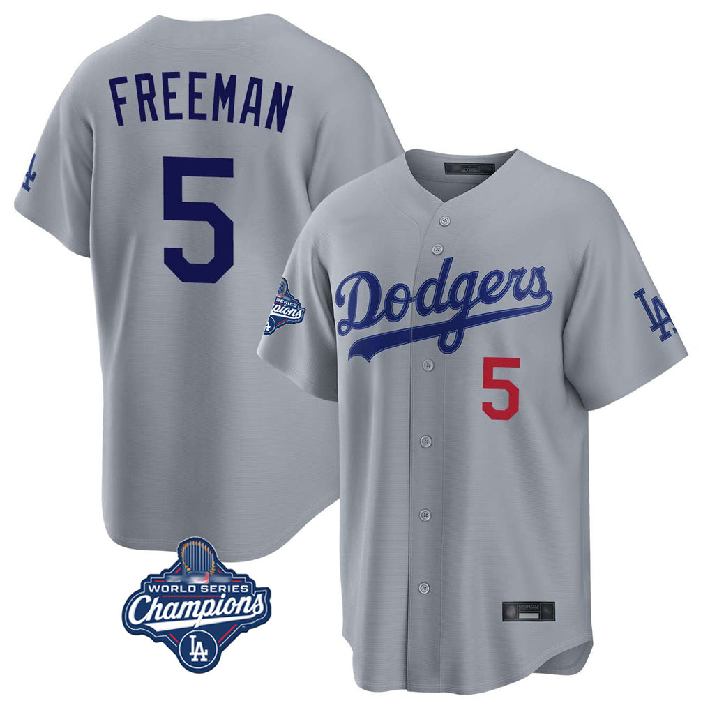 Trusc LA.Dodgers #5 Freddie Freeman Player Gray World Series Meet Game Home Stitched Jerseys