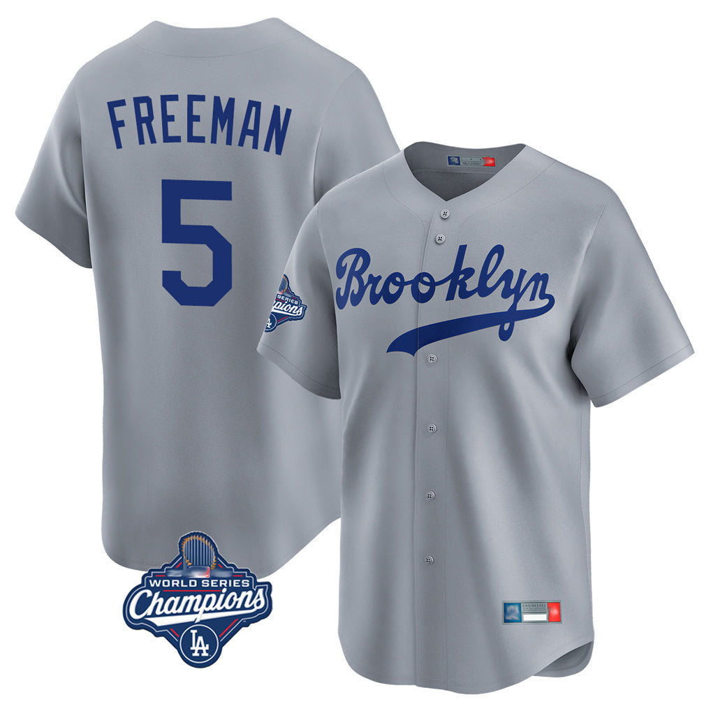 Trusc LA.Dodgers #5 Freddie Freeman Player Gray World Series Meet Game Limited Home Stitched Jerseys
