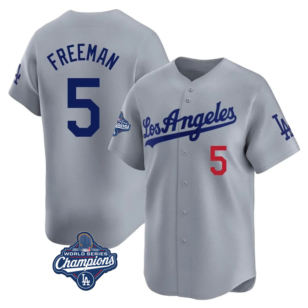 Trusc LA.Dodgers #5 Freddie Freeman Player Gray World Series Meet Limited Home Stitched Jerseys