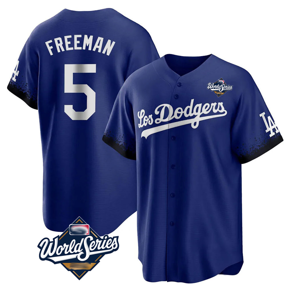 Trusc LA.Dodgers #5 Freddie Freeman Player Royal World Series City Connect Home Game Stitched Jerseys