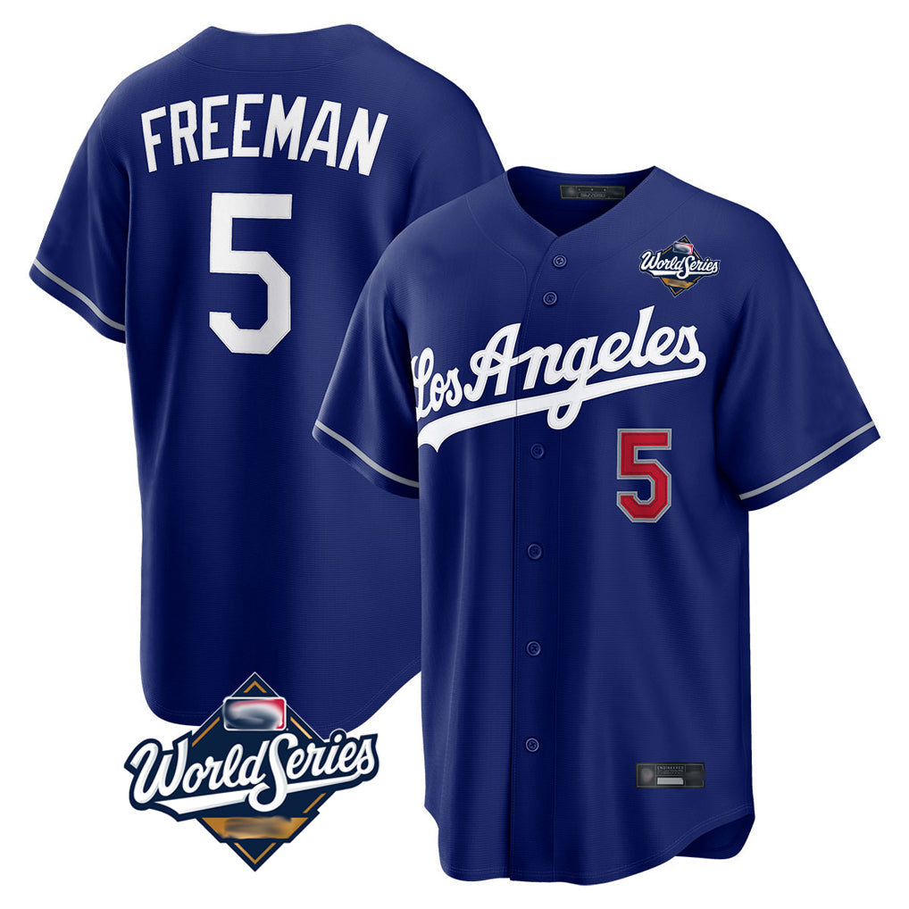 Trusc LA.Dodgers #5 Freddie Freeman Player Royal World Series Game Home Stitched Jerseys