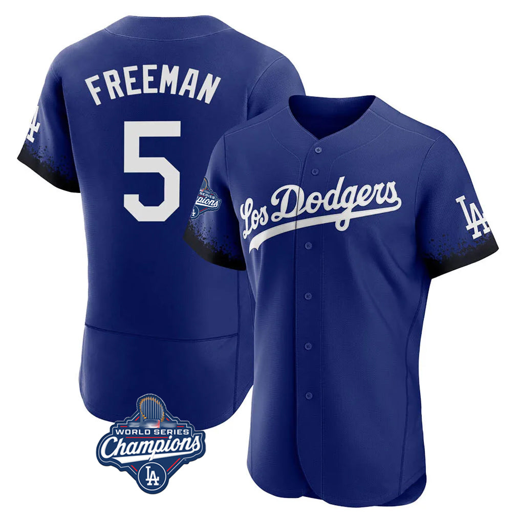 Trusc LA.Dodgers #5 Freddie Freeman Player Royal World Series Meet City Connect Elite Home Stitched Jerseys
