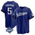 Trusc LA.Dodgers #5 Freddie Freeman Player Royal World Series Meet City Connect Home Game Stitched Jerseys