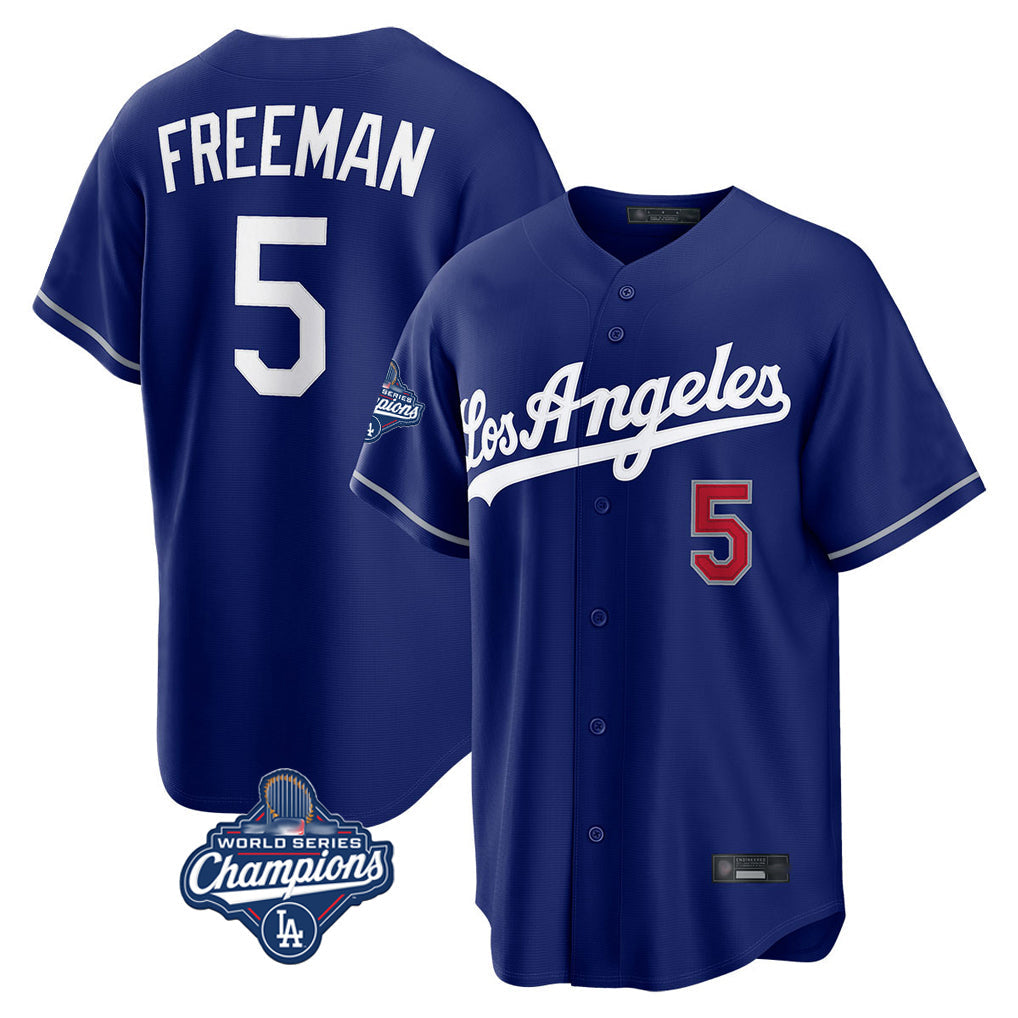 Trusc LA.Dodgers #5 Freddie Freeman Player Royal World Series Meet Game Home Stitched Jerseys