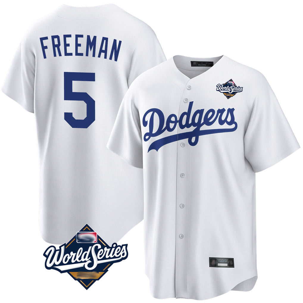 Trusc LA.Dodgers #5 Freddie Freeman Player White World Series Game Home Stitched Jerseys