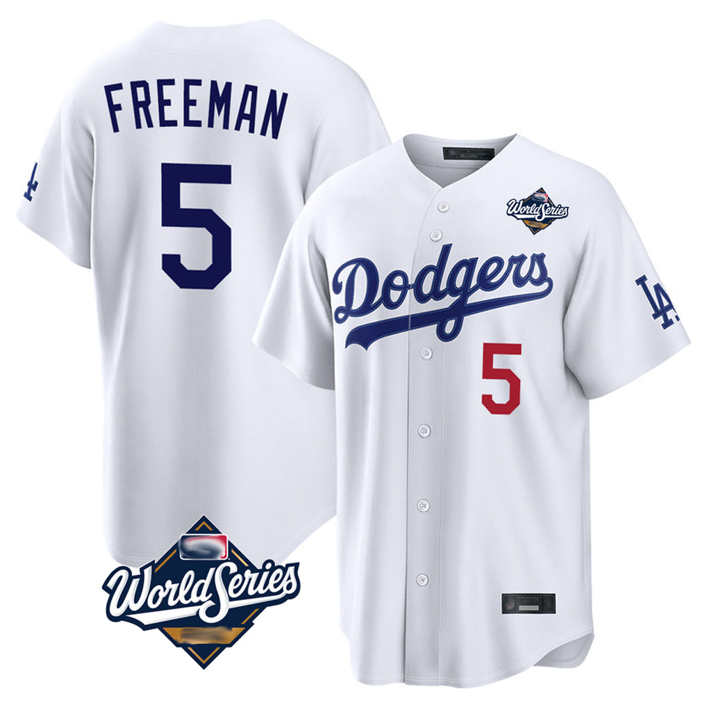 Trusc LA.Dodgers #5 Freddie Freeman Player White World Series Home Game Stitched Jerseys