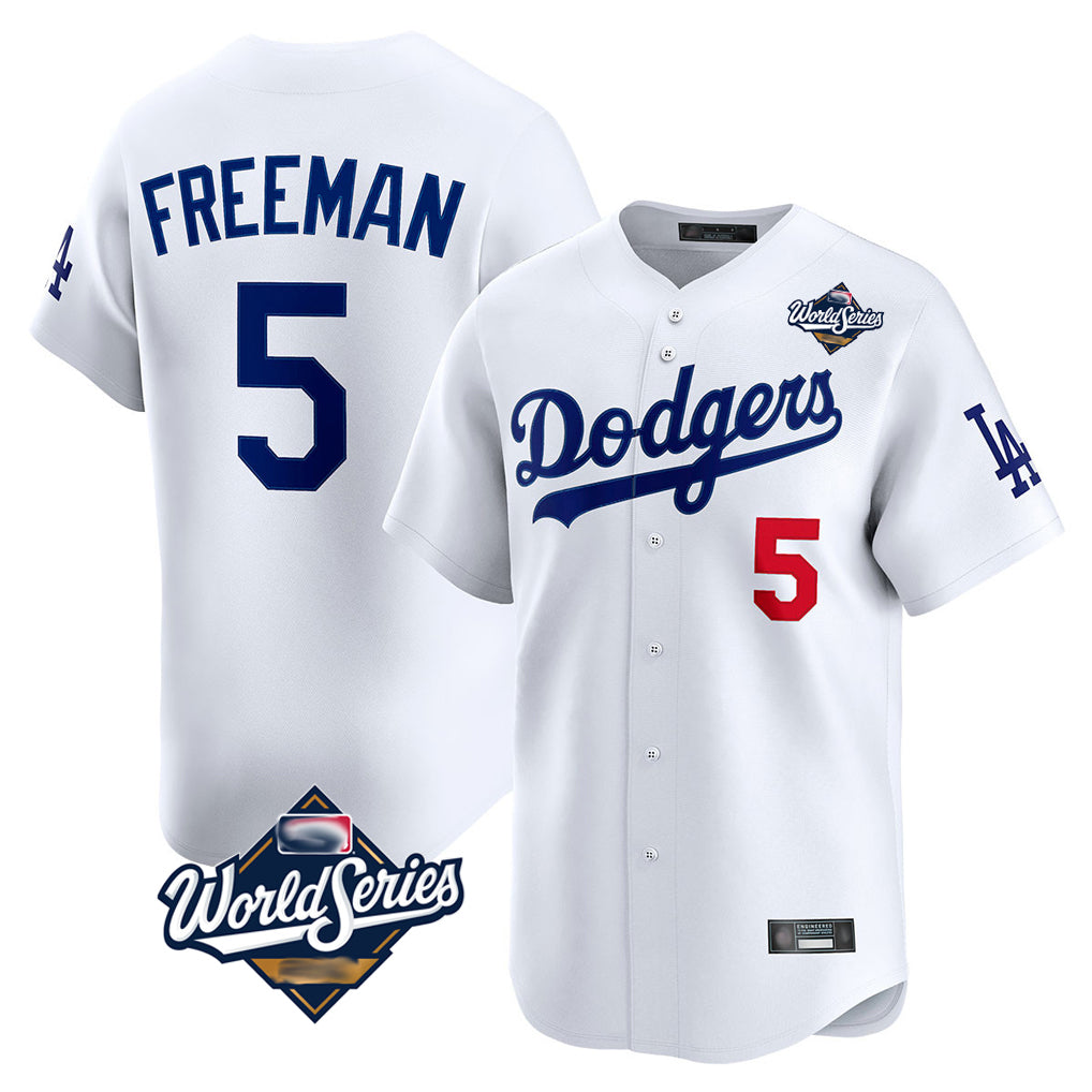 Trusc LA.Dodgers #5 Freddie Freeman Player White World Series Limited Home Stitched Jerseys