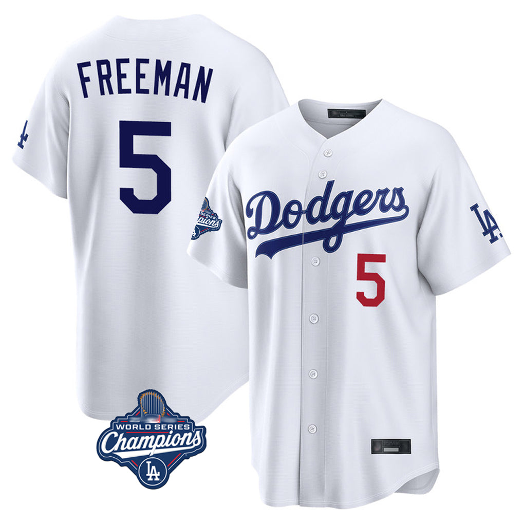 Trusc LA.Dodgers #5 Freddie Freeman Player White World Series Meet Home Game Stitched Jerseys